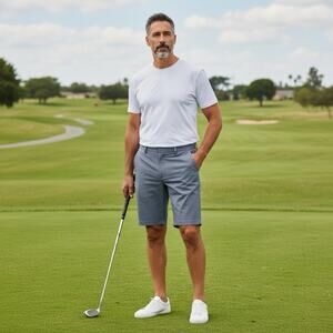Greg Norman Golf Shorts Navy DryFit Chino Walking Lightweight Athleisure Sz 40